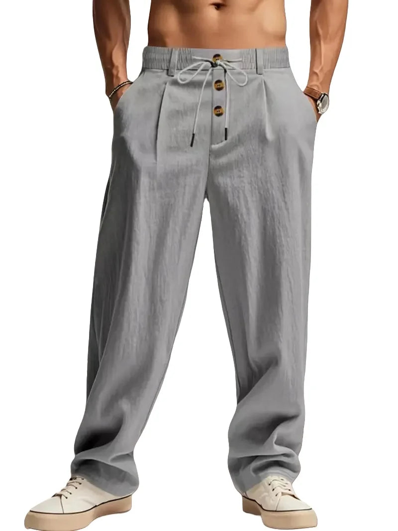 Cotton and linen casual pants - Multi