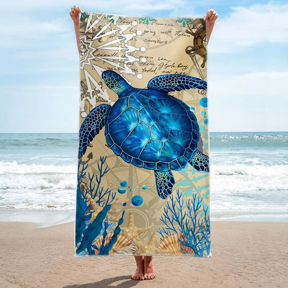 Blue Sea Turtle Beach Towel