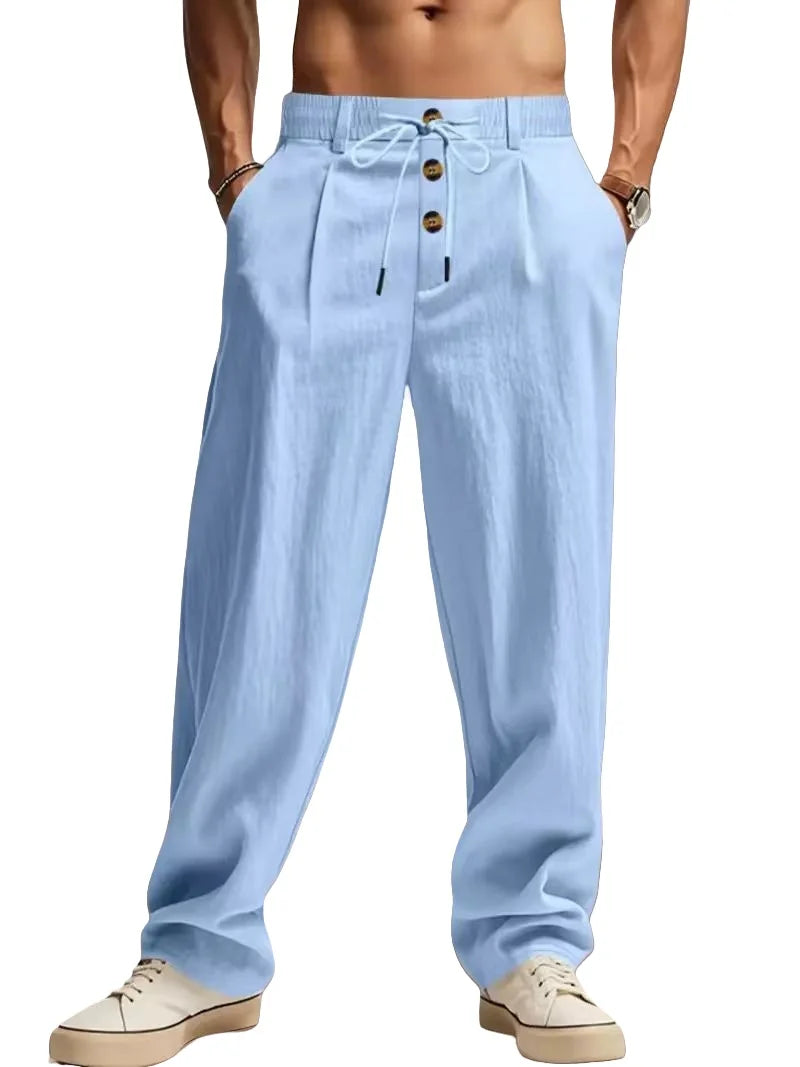 Cotton and linen casual pants - Multi